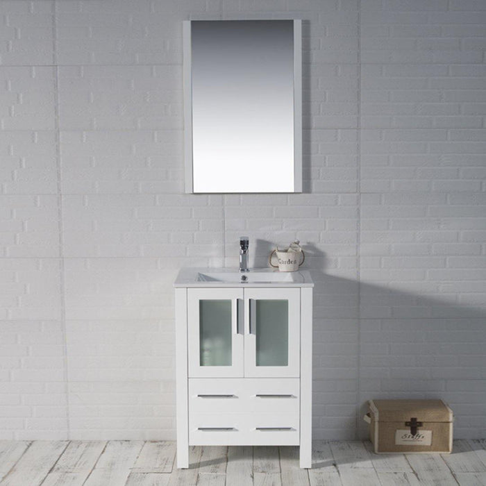 Blossom Sydney 24" Vanity Set, Ceramic/Ceramic Vessel Sink and Optional Mirror