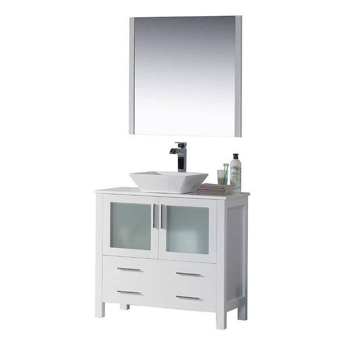 Blossom Sydney 36" Vanity, Ceramic/Ceramic Vessel Sink and Optional Mirror