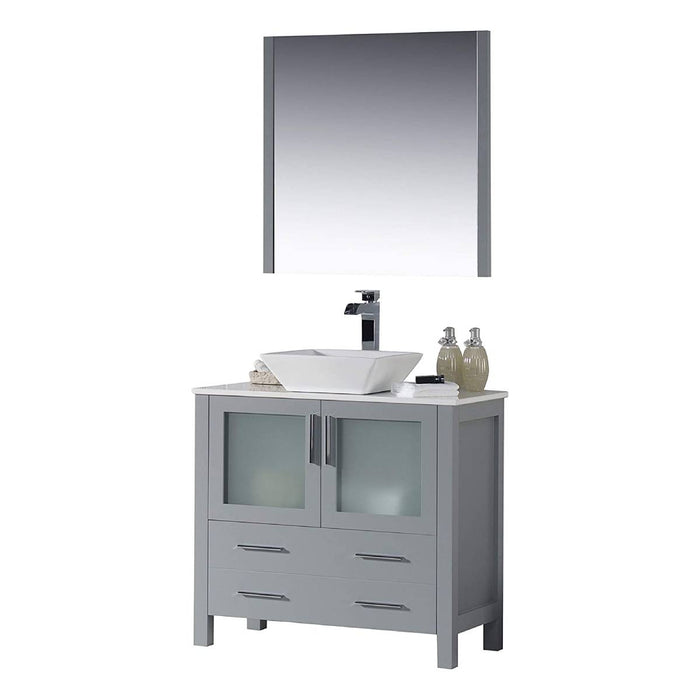 Blossom Sydney 36" Vanity, Ceramic/Ceramic Vessel Sink and Optional Mirror