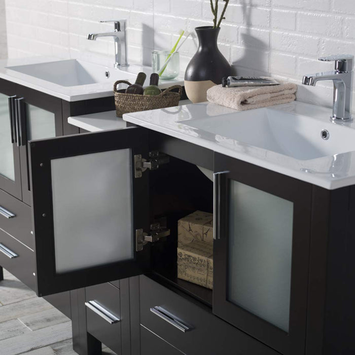 Blossom Sydney 84" Double Vanity Set, Side Cabinets, Vessel Sink and Optional Mirror