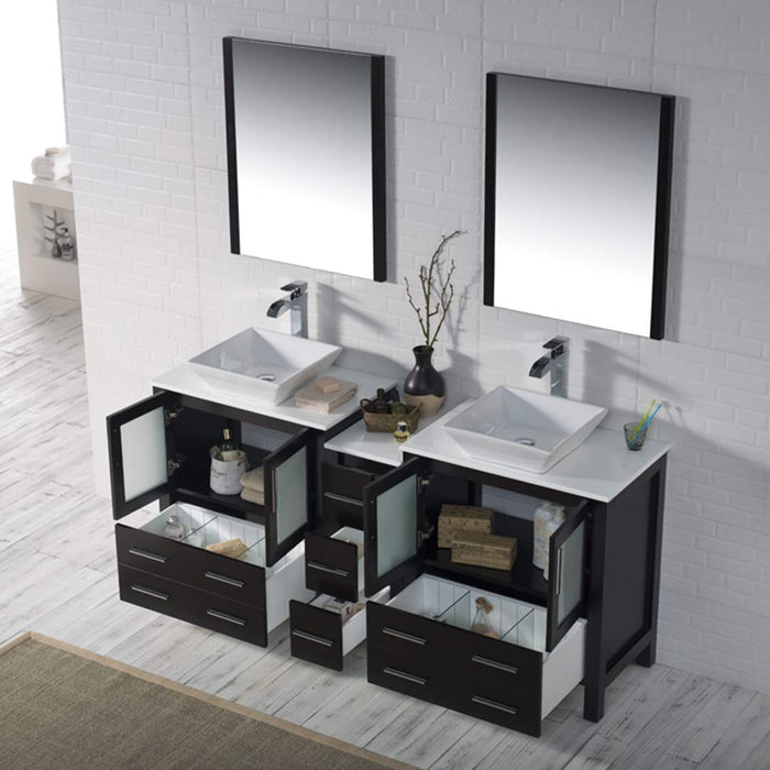 Blossom Sydney 84" Double Vanity Set, Side Cabinets, Vessel Sink and Optional Mirror