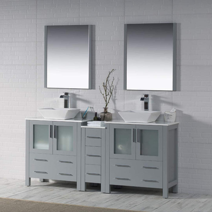 Blossom Sydney 72" Vanity Set, Side Cabinets, Vessel Sink and Optional Mirror