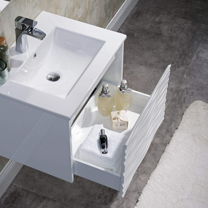 Blossom Paris 24" White Vanity Base with Ceramic Sink and Optional Mirror