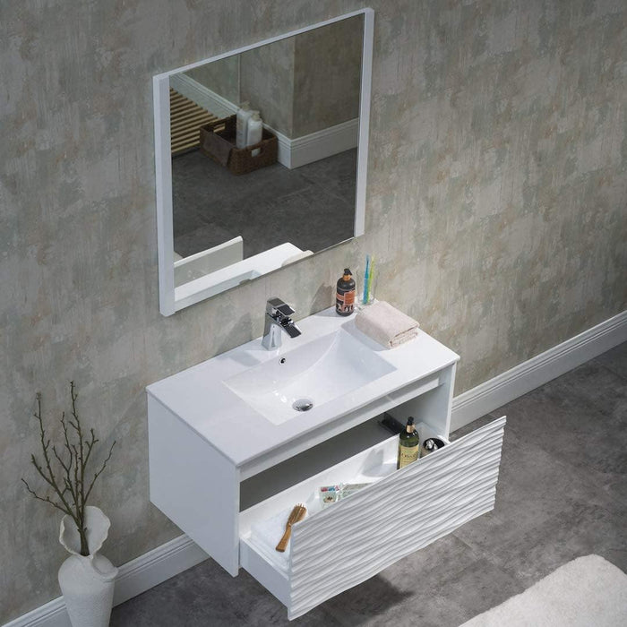Blossom Paris 36" White Vanity with Ceramic Sink and Optional Mirror