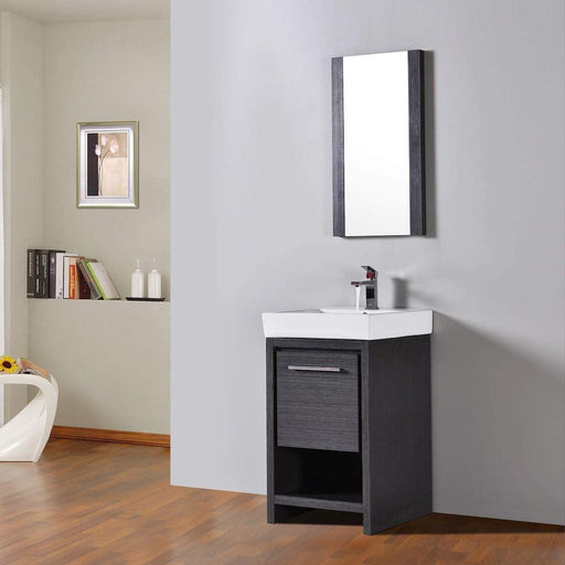Blossom Milan 30 Inch Vanity Base in White / Silver Grey. Available with Ceramic Sink / Ceramic Sink + Mirror / Ceramic Sink + Mirrored Medicine Cabinet - The Bath Vanities