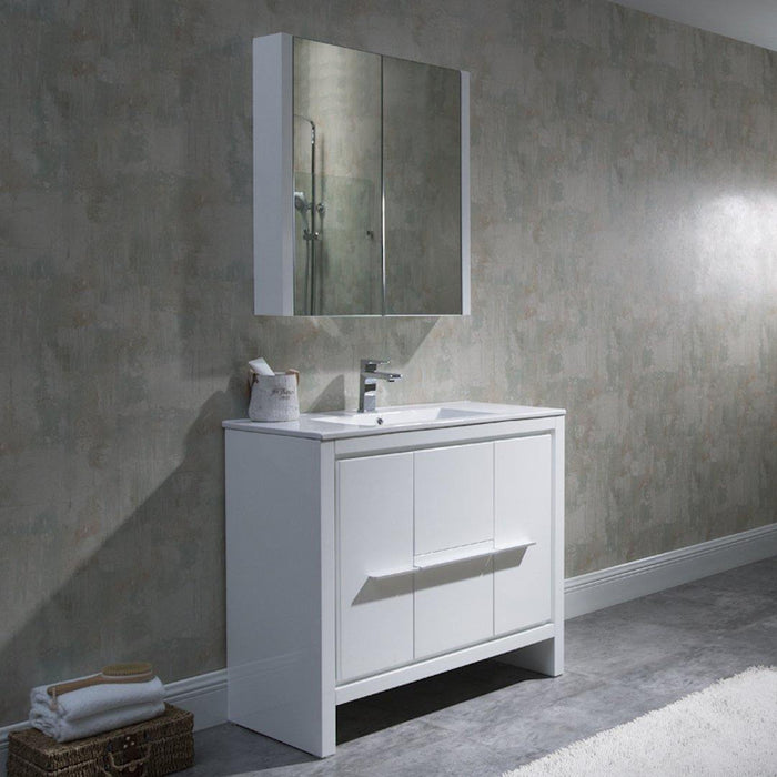 Milan 36" Vanity set, White/Silver Grey, Mirror, Medicine Cabinet