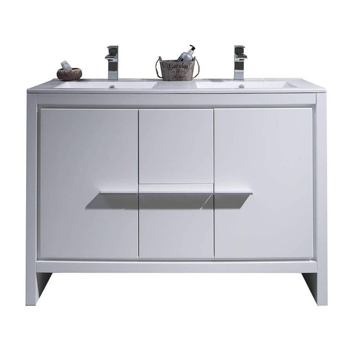 Milan 48" White/Silver Grey Double Vanity Set, Medicine Cabinet