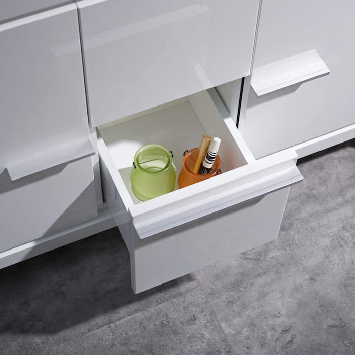 Milan 48" White/Silver Grey Single Vanity Set, Medicine Cabinet