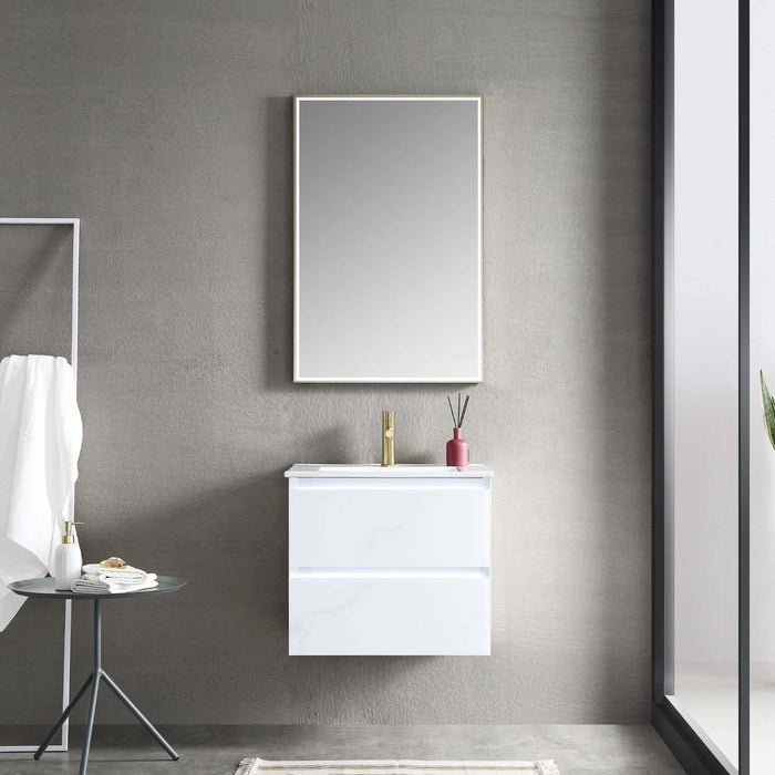 Jena 24" Vanity Base in Calacatta White/Light Grey with Ceramic/Acrylic Sink