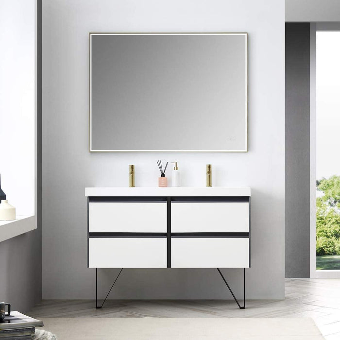 Blossom Berlin White 48" Double Vanity Base with Acrylic/Ceramic Sinks