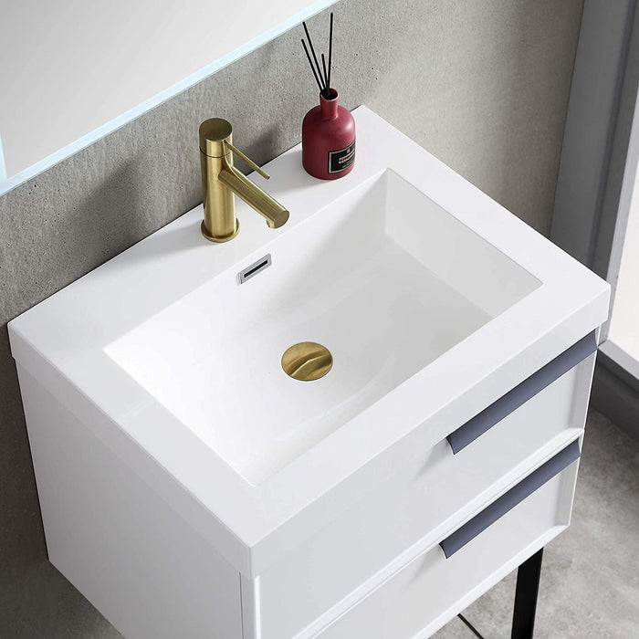 Blossom Sofia 24" Vanity Base in White / Matte Gray with Acrylic / Ceramic Sink