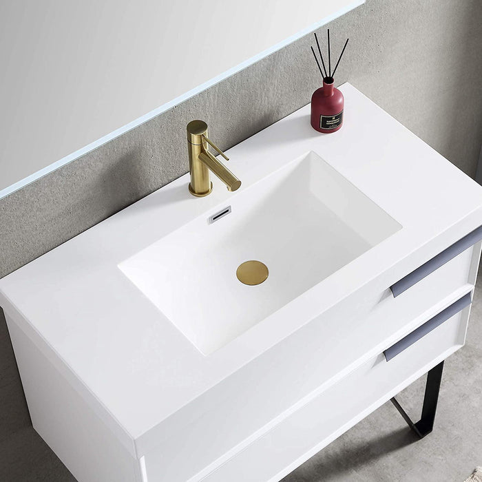Blossom Sofia 36" Vanity Base in White / Matte Gray with Acrylic / Ceramic Sink