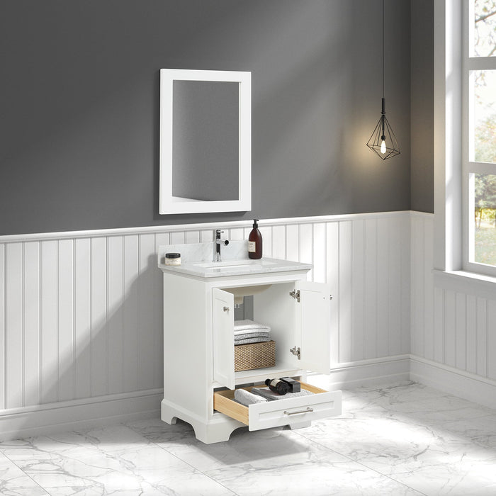Copenhagen 24" Freestanding Bathroom Vanity With Countertop, Undermount Sink & Mirror - Matte White