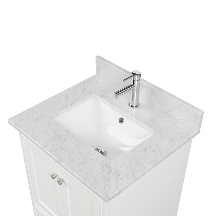 Copenhagen 24" Freestanding Bathroom Vanity With Countertop, Undermount Sink & Mirror - Matte White