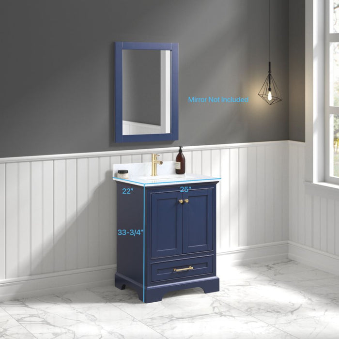 Copenhagen 24" Freestanding Bathroom Vanity With Countertop & Undermount Sink - Navy Blue