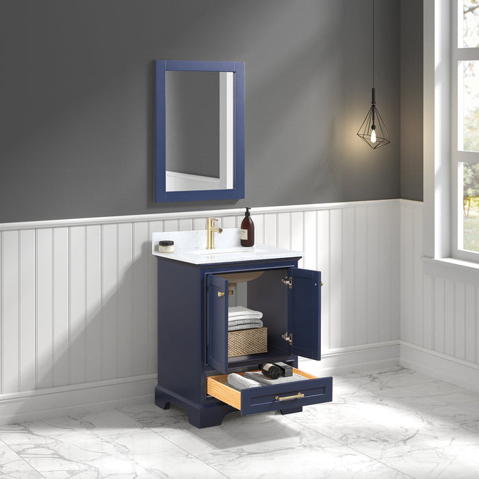 Copenhagen 24" Freestanding Bathroom Vanity With Countertop, Undermount Sink & Mirror - Navy Blue