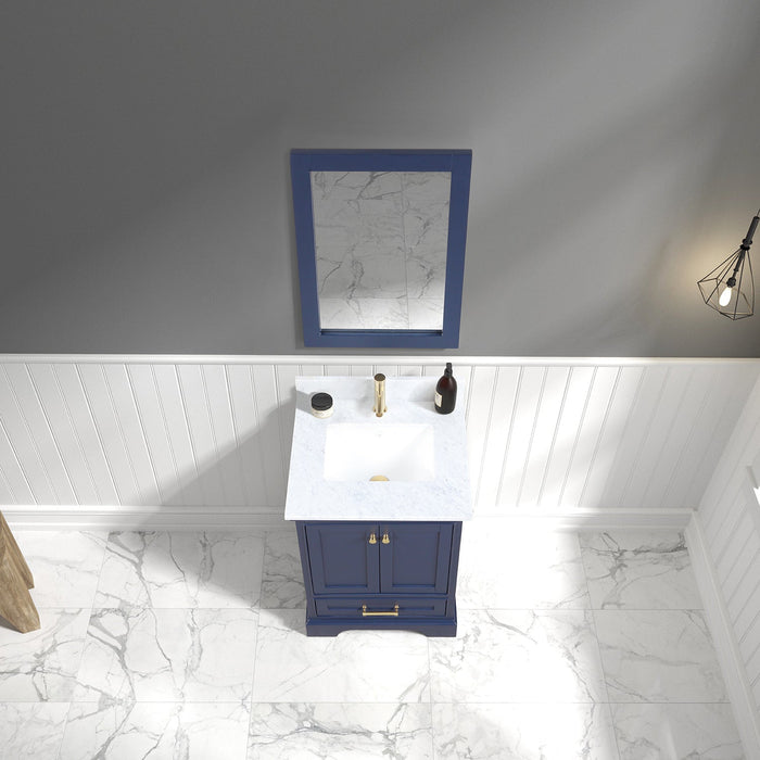 Copenhagen 24" Freestanding Bathroom Vanity With Countertop, Undermount Sink & Mirror - Navy Blue