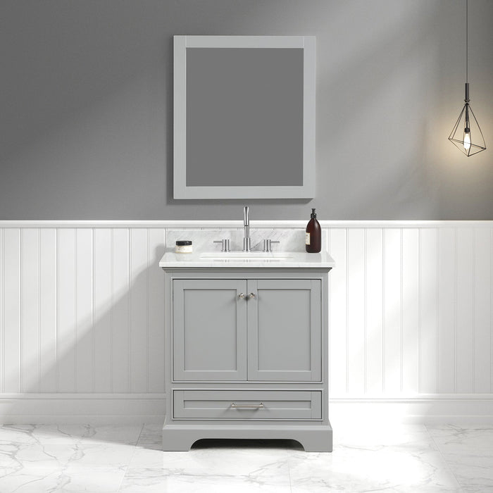 Copenhagen 30" Freestanding Bathroom Vanity With Countertop, Undermount Sink & Mirror - Metal Grey