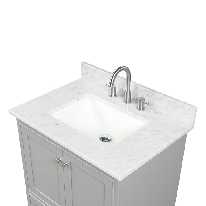 Copenhagen 30" Freestanding Bathroom Vanity With Countertop, Undermount Sink & Mirror - Metal Grey