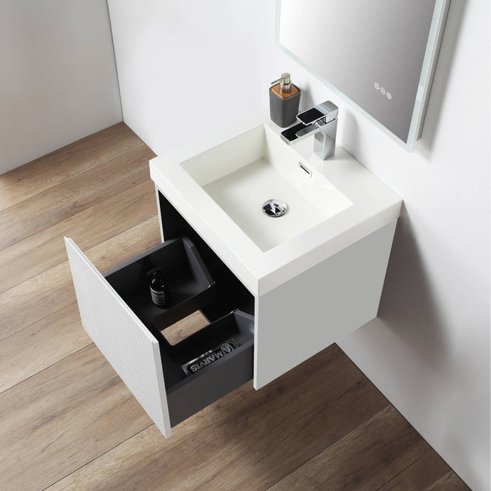 Positano 20" Floating Bathroom Vanity with Acrylic Sink - Matte White