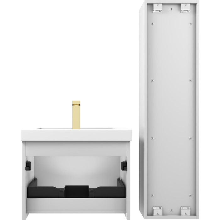Positano 24" Floating Bathroom Vanity with Acrylic Sink & Side Cabinet - Light Grey
