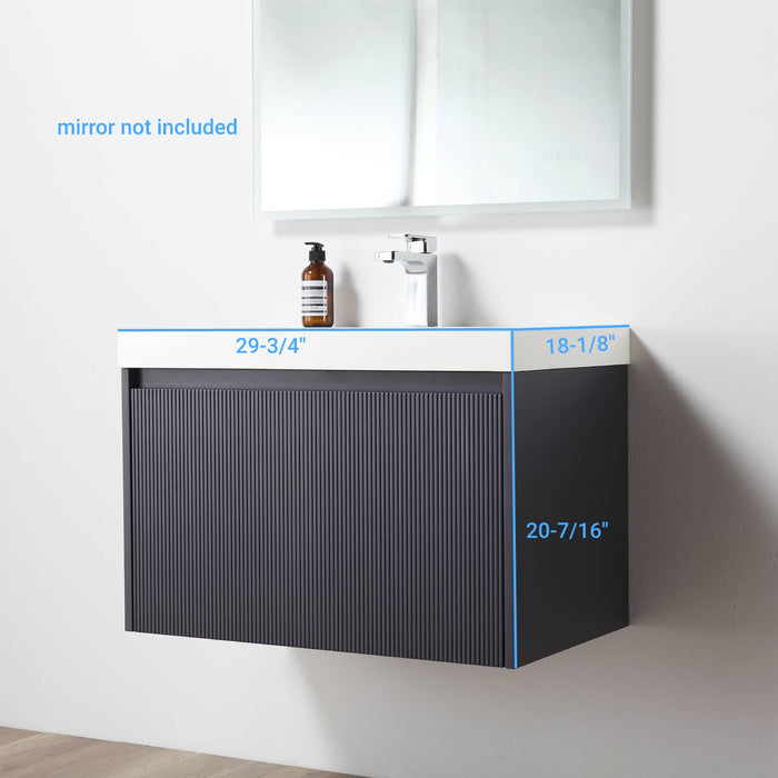 Positano 30" Floating Bathroom Vanity with Acrylic Sink - Night Blue