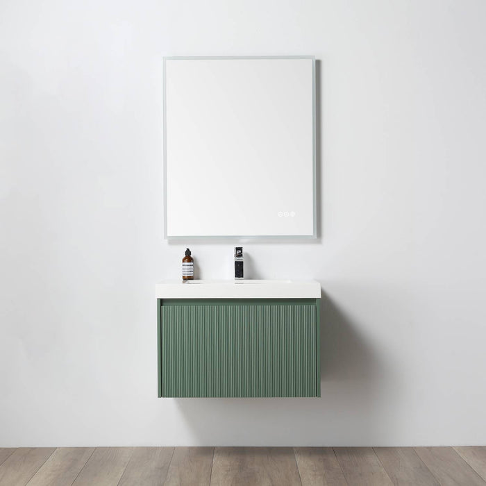 Positano 30" Floating Bathroom Vanity with Acrylic Sink - Aventurine Green