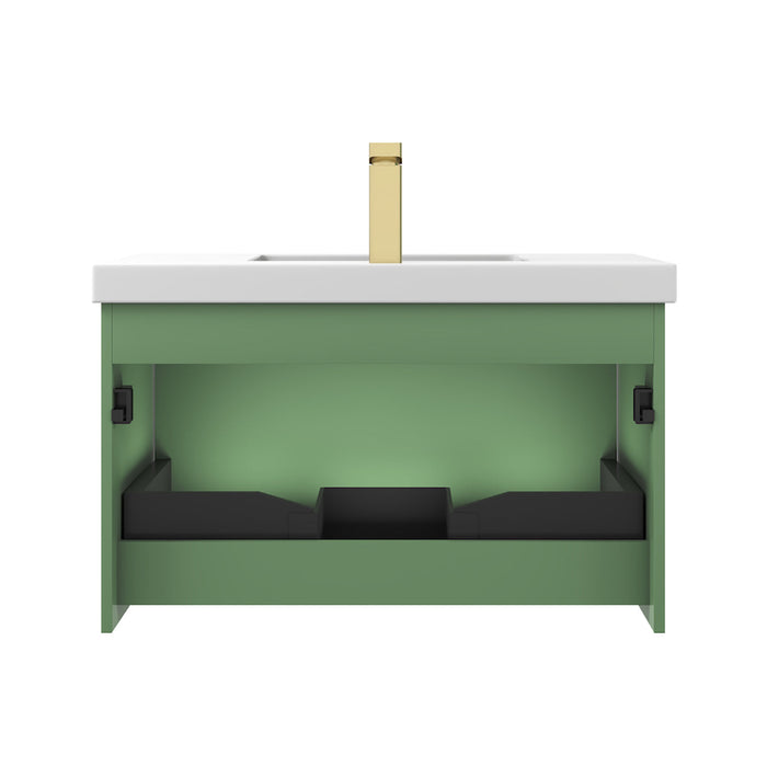 Positano 30" Floating Bathroom Vanity with Acrylic Sink - Aventurine Green