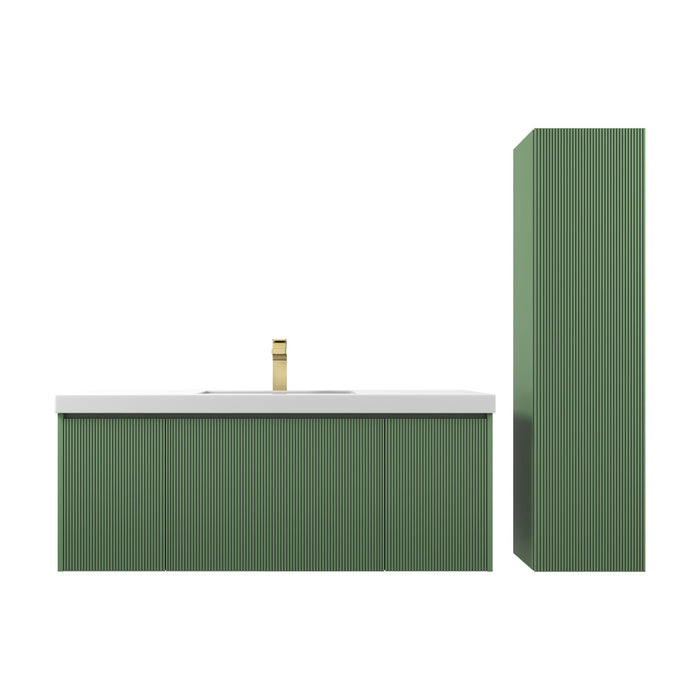 Positano 48" Floating Bathroom Vanity with Single Acrylic Sink & 2 Side Cabinets - Aventurine Green