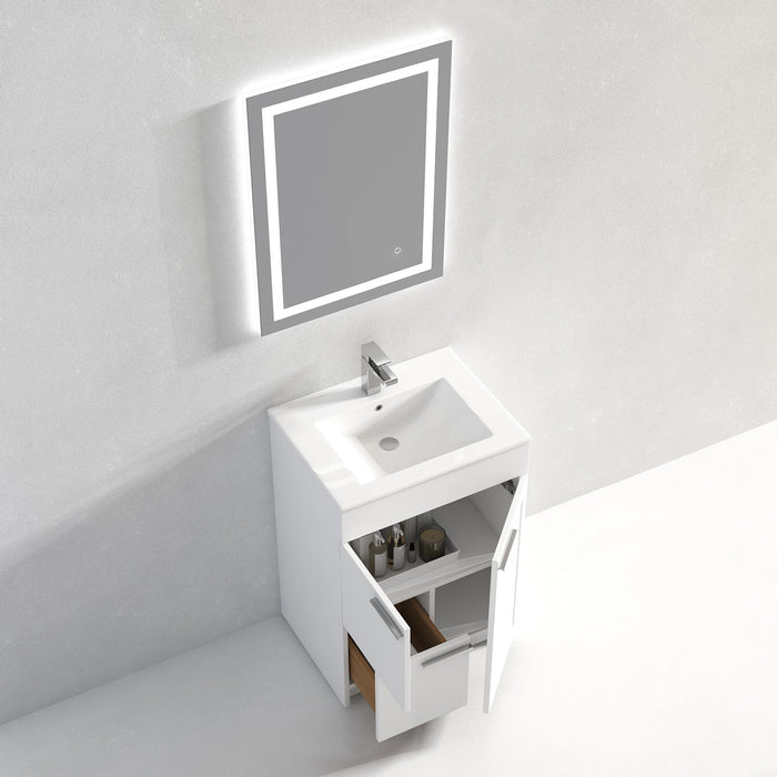 Hannover 24" Freestanding Bathroom Vanity with Ceramic Sink - Matte White