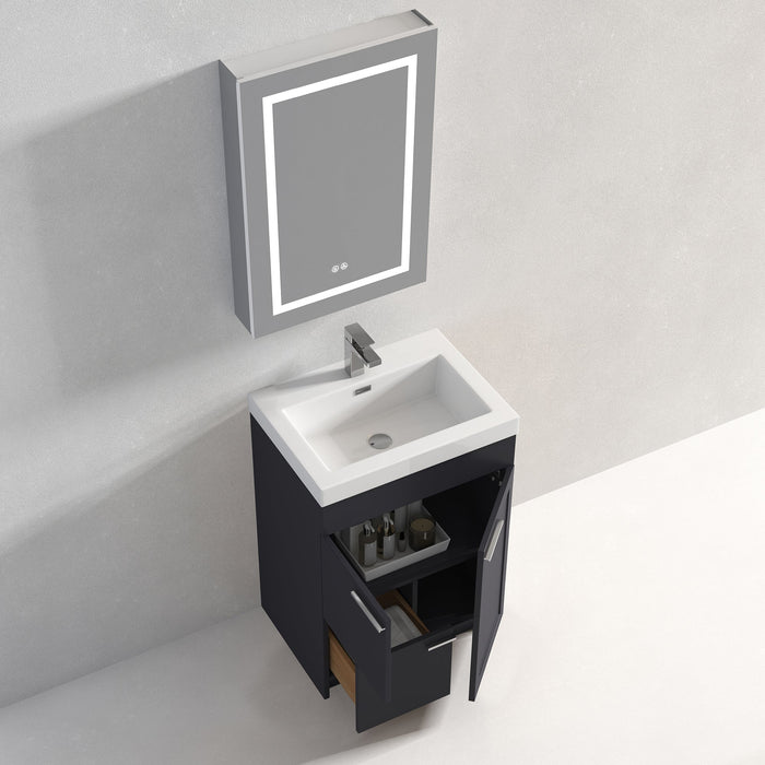 Hannover 24" Freestanding Bathroom Vanity with Acrylic Sink - Charcoal