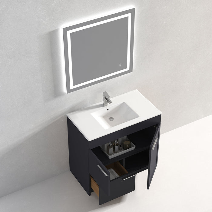 Hannover 36" Freestanding Bathroom Vanity with Ceramic Sink - Charcoal