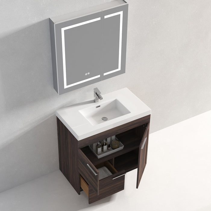 Hannover 36" Freestanding Bathroom Vanity with Acrylic Sink - Cali Walnut