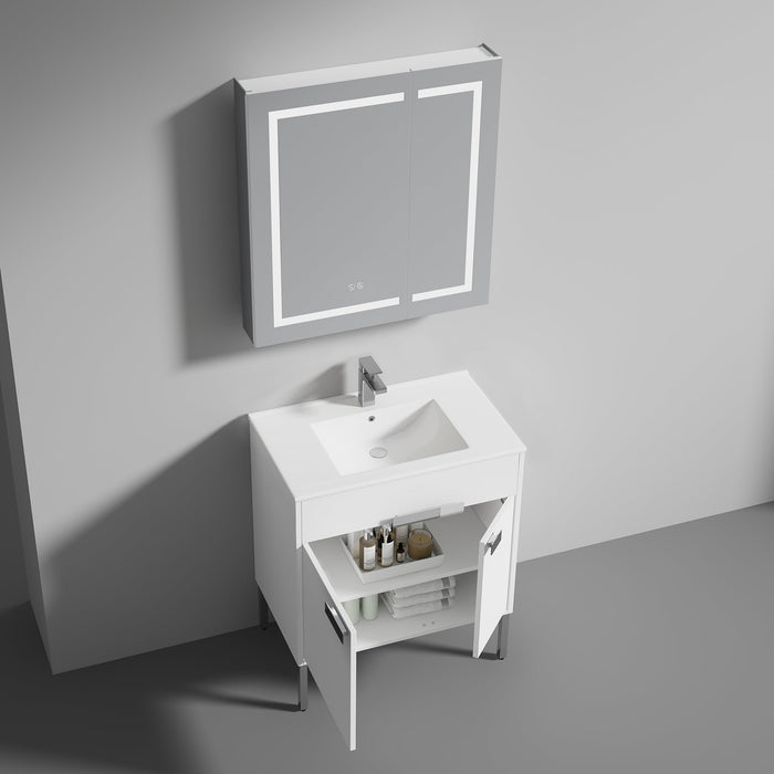 Bari 30" Freestanding Bathroom Vanity with Sink - Matte White