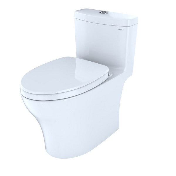 TOTO Aquia IV 0.9 / 1.28 GPF Dual Flush One Piece Elongated Chair Height Toilet with Push Button Flush - Seat Included - Luxe Vanity & Tub