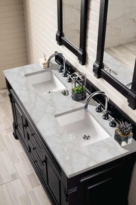 Brookfield 60" Double Bathroom Vanity in Antique Black Single Bathroom Vanity James Martin Vanities White Zeus Quartz 