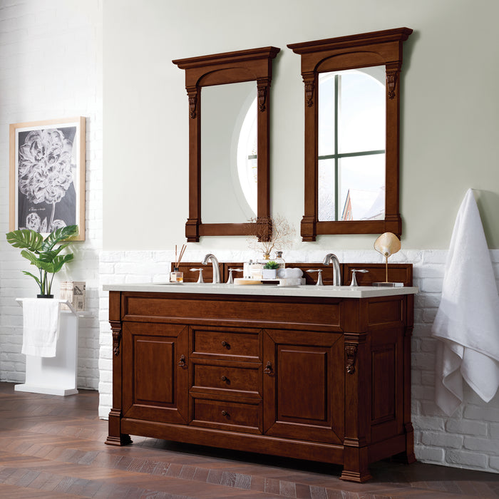 Brookfield 60" Double Bathroom Vanity in Warm Cherry