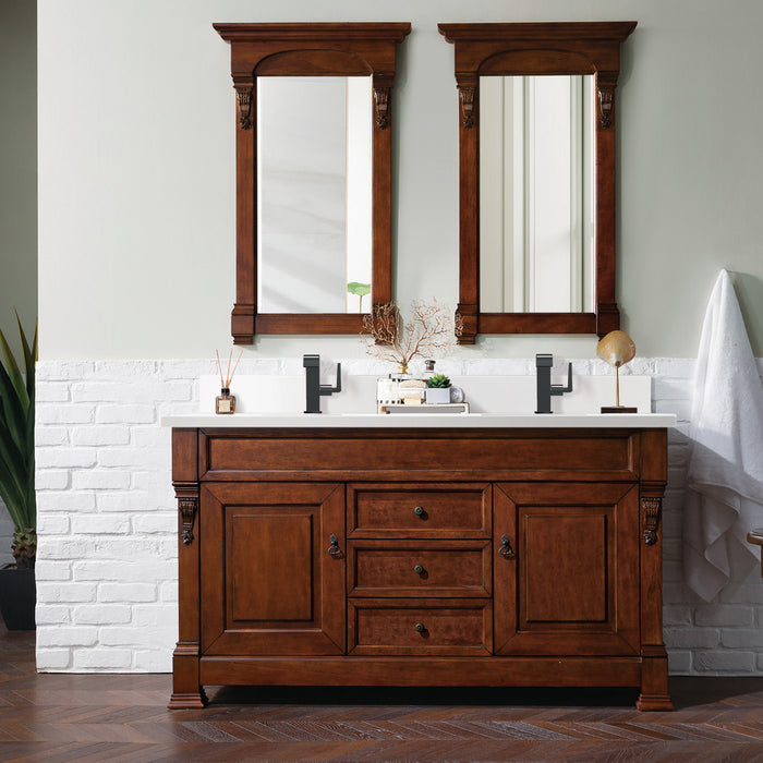 Brookfield 60" Double Bathroom Vanity in Warm Cherry