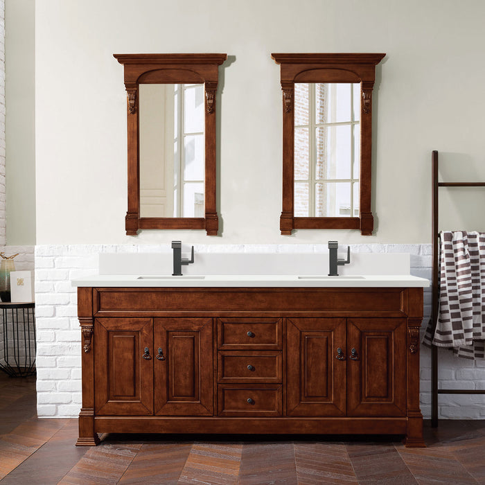 Brookfield 72" Double Bathroom Vanity in Warm Cherry