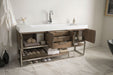 Columbia 72" Single Vanity, Latte Oak, Brushed Nickel w/ Glossy White Composite Stone Top - Luxe Vanity & Tub