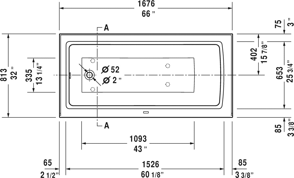 Duravit Architec 66" Soaking Tub - Luxe Vanity & Tub