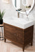 Linear 36" Single Vanity, Mid-Century Walnut w/ Glossy White Composite Stone Top - Luxe Vanity & Tub