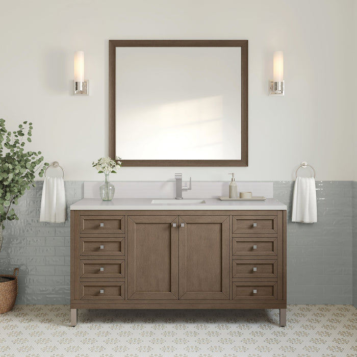 Chicago 60" Single Bathroom Vanity in Whitewashed Walnut