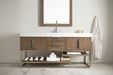 Columbia 72" Single Vanity, Latte Oak, Brushed Nickel w/ Glossy White Composite Stone Top - Luxe Vanity & Tub