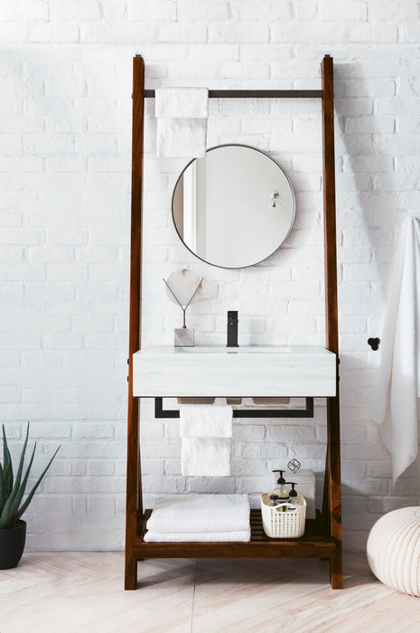 Lakeside 30" Single Vanity, Mid-Century Walnut w/ Arctic Fall Solid Surface Top - Luxe Vanity & Tub