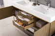 Columbia 59" Double Vanity, Latte Oak, Brushed Nickel w/ Glossy White Composite Stone Top - Luxe Vanity & Tub