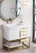 Columbia 36" Single Vanity, Glossy White, Radiant Gold w/ Glossy White Composite Stone Top - Luxe Vanity & Tub