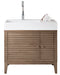 Linear 36" Single Vanity, Whitewashed Walnut w/ Glossy White Composite Stone Top - Luxe Vanity & Tub