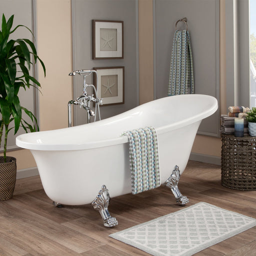 Geneva 69" x 30" Clawfoot Soaking Acrylic Bathtub - Luxe Vanity & Tub