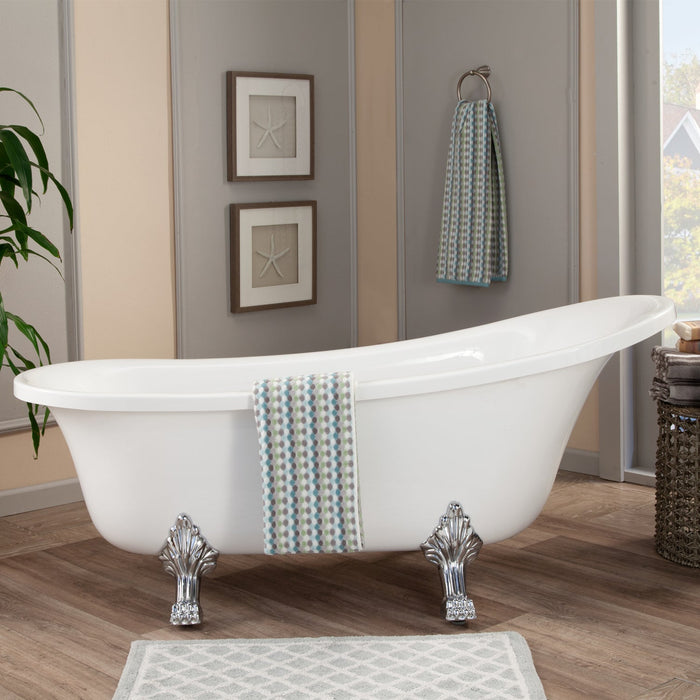 Geneva 69" x 30" Clawfoot Soaking Acrylic Bathtub - Luxe Vanity & Tub